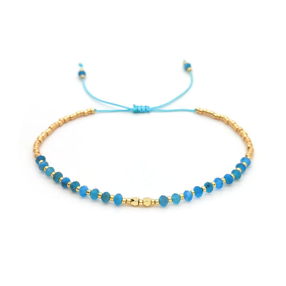 Ig Style Bohemian Round Natural Stone Glass Copper Beaded Women'S Bracelets