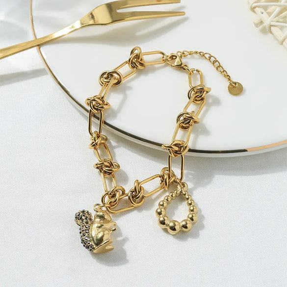 IG Style Casual Vacation Squirrel Water Droplets 304 Stainless Steel 14K Gold Plated Bracelets In Bulk