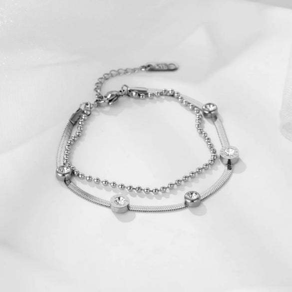 IG Style Classic Style Korean Style Solid Color 304 Stainless Steel 18K Gold Plated Rhinestones Bracelets In Bulk