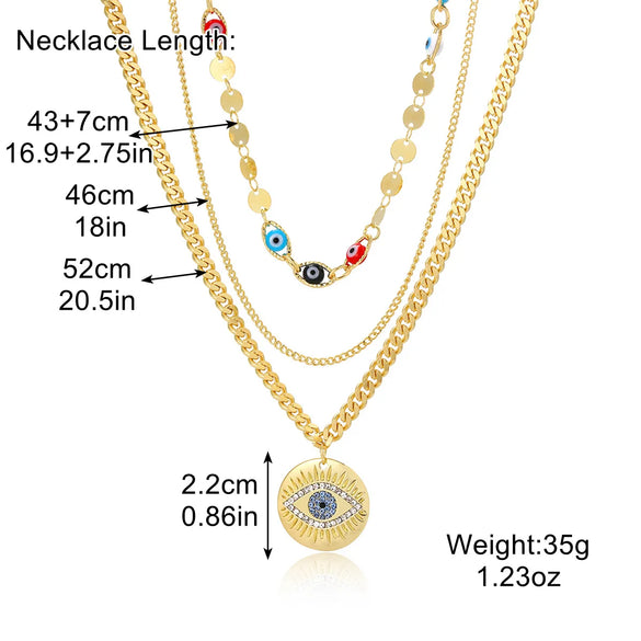 IG Style Devil'S Eye Alloy Plating Women'S Three Layer Necklace Double Layer Necklaces