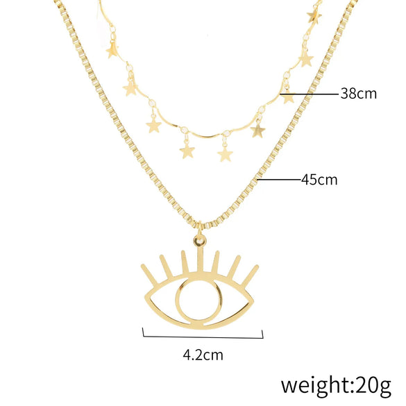 IG Style Devil'S Eye Alloy Plating Women'S Three Layer Necklace Double Layer Necklaces