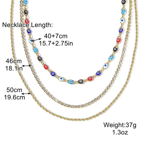 IG Style Devil'S Eye Alloy Plating Women'S Three Layer Necklace Double Layer Necklaces