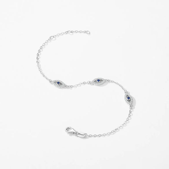Ig Style Devil's Eye Sterling Silver Plating Inlay Zircon Rhodium Plated Bracelets