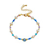 Ig Style Devil's Eye Turquoise Freshwater Pearl Seed Bead Beaded Knitting Plating 18k Gold Plated Women's Bracelets