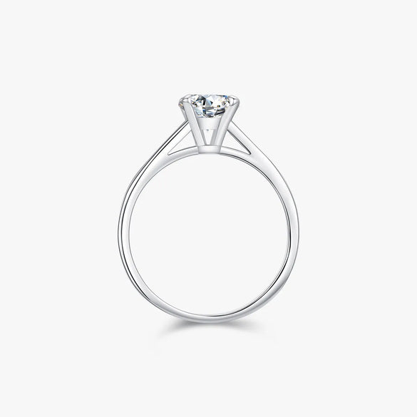 Ig Style Elegant Round Sterling Silver Gra Plating Inlay Moissanite Rhodium Plated Rings