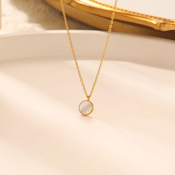 304 Stainless Steel 18K Gold Plated IG Style Elegant Simple Style Polishing Plating Round Necklace