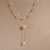 Ig Style Elegant Solid Color Stainless Steel Plating Inlay Artificial Pearls 18k Gold Plated Double Layer Necklaces