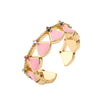 Ig Style Fairy Style Sweet Sector Scallop Copper Enamel Plating Inlay Zircon 18k Gold Plated Open Rings