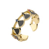 Ig Style Fairy Style Sweet Sector Scallop Copper Enamel Plating Inlay Zircon 18k Gold Plated Open Rings