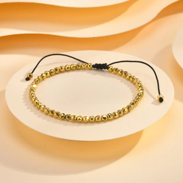 IG Style Geometric 18K Gold Plated Rope Haematite Wholesale Bracelets Drawstring Bracelets