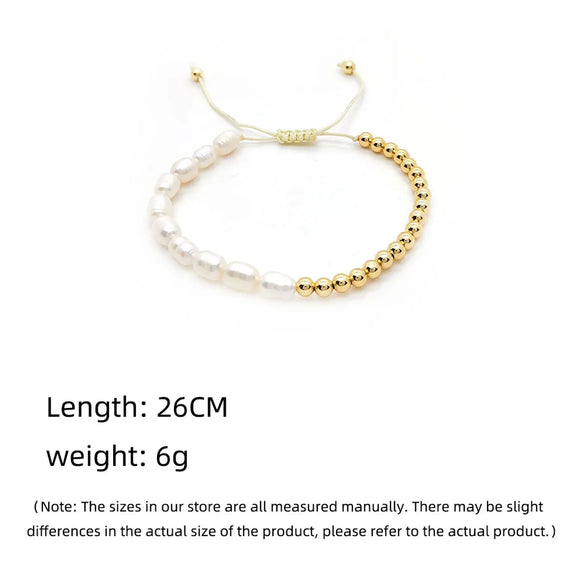 IG Style Geometric Freshwater Pearl Soft Clay Copper Beaded Knitting Unisex Drawstring Bracelets