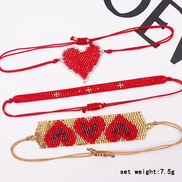 IG Style Heart Shape Glass Knitting Women'S Bracelets