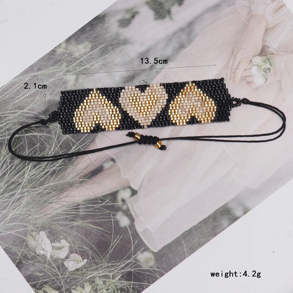 IG Style Heart Shape Glass Knitting Women'S Bracelets