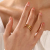Ig Style Lines Stainless Steel Plating 18k Gold Plated Open Rings