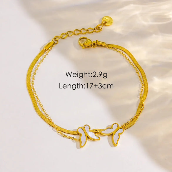 IG Style Luxurious Modern Style Pentagram Circle Moon 304 Stainless Steel 14K Gold Plated Shell Zircon Bracelets In Bulk