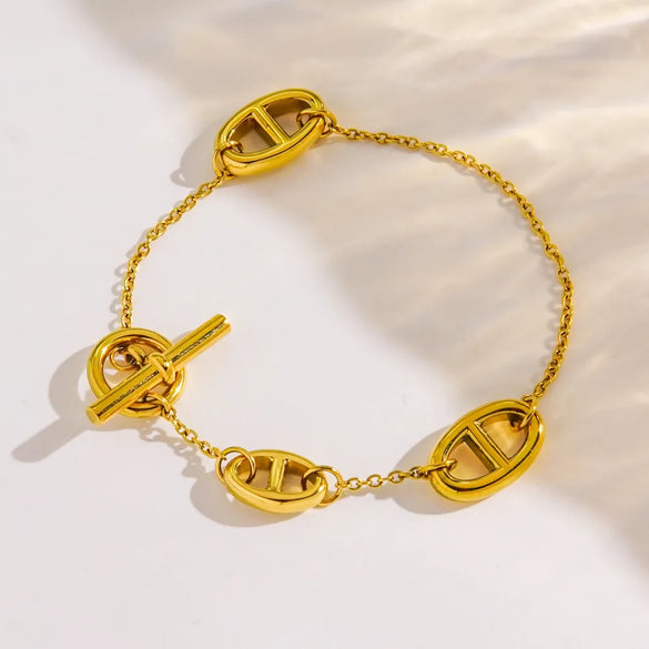 IG Style Luxurious Modern Style Pentagram Circle Moon 304 Stainless Steel 14K Gold Plated Shell Zircon Bracelets In Bulk