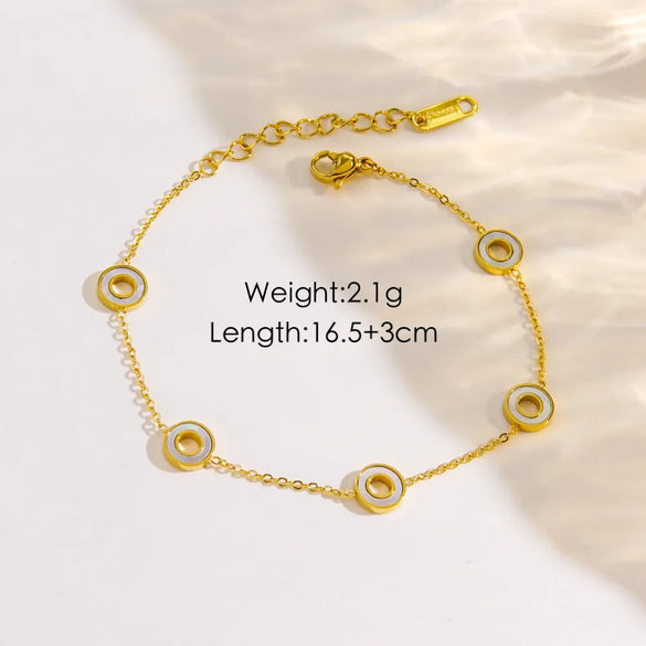 IG Style Luxurious Modern Style Pentagram Circle Moon 304 Stainless Steel 14K Gold Plated Shell Zircon Bracelets In Bulk