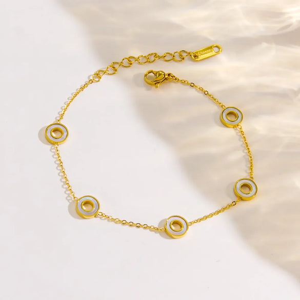 IG Style Luxurious Modern Style Pentagram Circle Moon 304 Stainless Steel 14K Gold Plated Shell Zircon Bracelets In Bulk