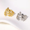 IG Style Modern Style Simple Style Leaves 304 Stainless Steel 18K Gold Plated Open Rings In Bulk