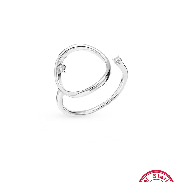 Ig Style O-Shape Oval Heart Shape Sterling Silver White Gold Plated Zircon Open Rings In Bulk
