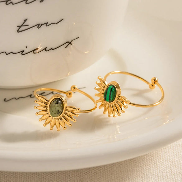 Wholesale Jewelry IG Style Peacock 304 Stainless Steel Natural Stone Inlay Rings