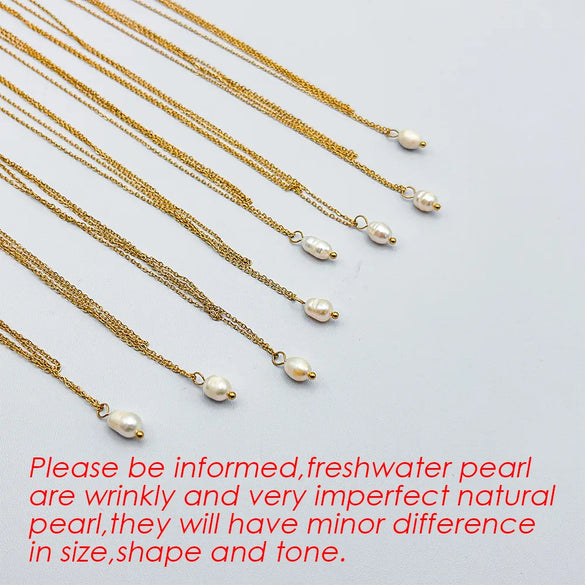 IG Style Princess Romantic Geometric 14K Gold Plated 304 Stainless Steel Baroque Pearls Wholesale Double Layer Necklaces