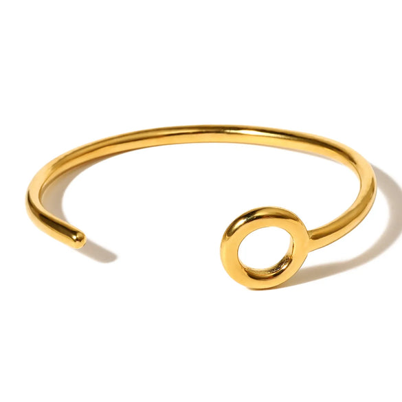 IG Style Simple Style C Shape Circle Round 304 Stainless Steel 18K Gold Plated Bangle In Bulk
