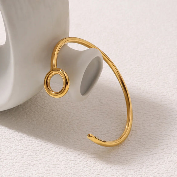 IG Style Simple Style C Shape Circle Round 304 Stainless Steel 18K Gold Plated Bangle In Bulk