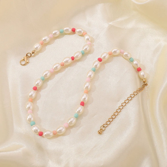 IG Style Simple Style Geometric Imitation Pearl Seed Bead Beaded Women'S Bracelets Necklace