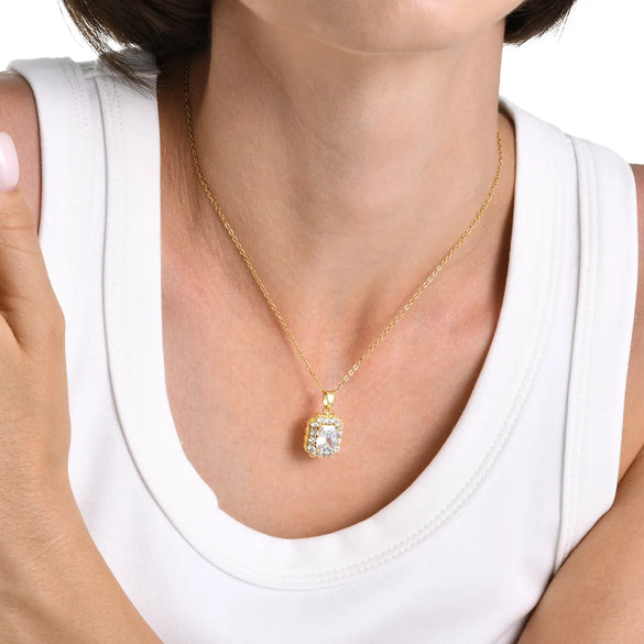 201 Stainless Steel Copper Alloy IG Style Simple Style Plating Inlay Geometric Zircon Pendant Necklace