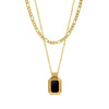 IG Style Simple Style Rectangle Resin Titanium Steel Inlay Resin 14K Gold Plated Unisex Layered Necklaces
