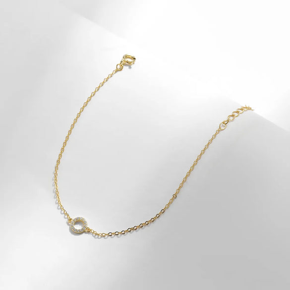 Ig Style Simple Style Round Sterling Silver Plating Hollow Out Inlay Zircon Rhodium Plated Bracelets