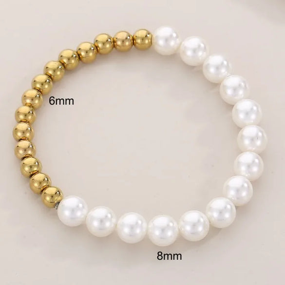 Wholesale Jewelry IG Style Simple Style Round Titanium Steel 18K Gold Plated Pearl Plating Rings Bracelets Earrings