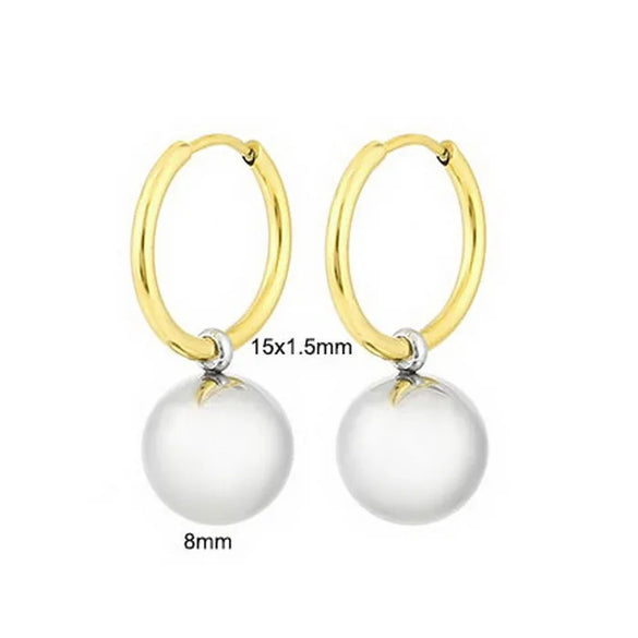 Wholesale Jewelry IG Style Simple Style Round Titanium Steel 18K Gold Plated Pearl Plating Rings Bracelets Earrings