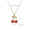 IG Style Sweet Cherry Alloy Enamel Inlay Rhinestones Women'S Earrings Necklace