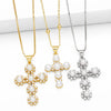 Ig Style Vintage Style Fashion Cross Copper Plating Inlay Pearl Zircon 18k Gold Plated Necklace