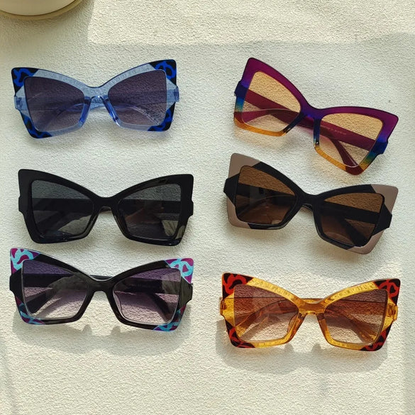 IG Style Y2K Casual Color Block Pc Resin Polygon Butterfly Frame Full Frame Women'S Sunglasses