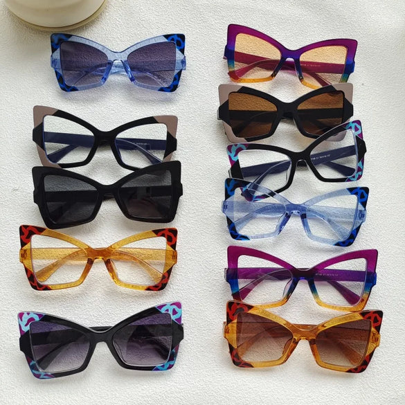 IG Style Y2K Casual Color Block Pc Resin Polygon Butterfly Frame Full Frame Women'S Sunglasses
