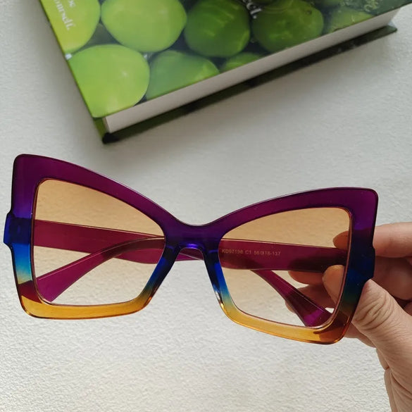 IG Style Y2K Casual Color Block Pc Resin Polygon Butterfly Frame Full Frame Women'S Sunglasses