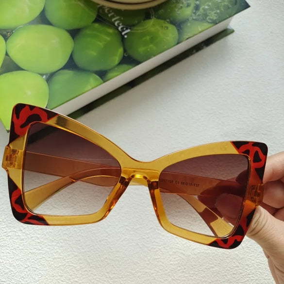 IG Style Y2K Casual Color Block Pc Resin Polygon Butterfly Frame Full Frame Women'S Sunglasses