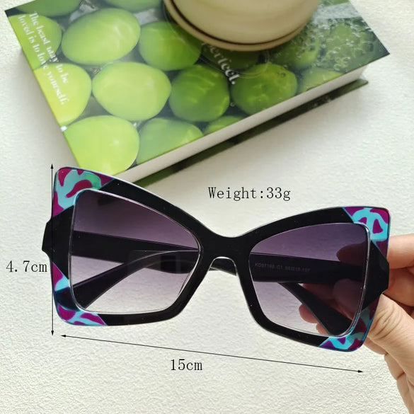 IG Style Y2K Casual Color Block Pc Resin Polygon Butterfly Frame Full Frame Women'S Sunglasses