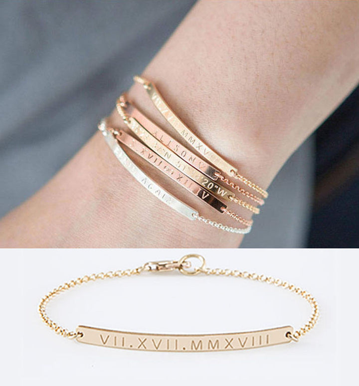 ABC Skinny Bar Bracelet,Gold Bar Bracelet,Coordinates Bracelet,Bridesmaids Gift,Engraved Bracelet,Personalized Bracelet,Gift for her