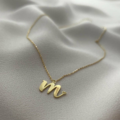 14k Gold initial Necklace With Tiny Heart Custom Letter Necklaces Personalized Gifts for Bridesmaid Name Jewelry Handmade Gifts for Her