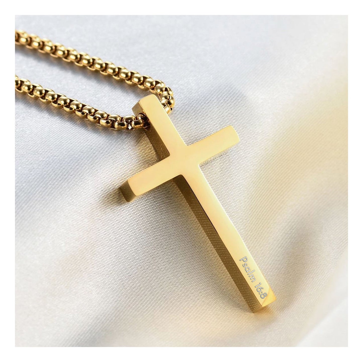 Personalized CROSS NECKLACE Men Mens Custom Engraved Silver Gold Boys Women Jewelry Pendant Necklaces Baptism Christian Bible Verse Gifts