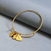Custom Bangle Bracelet With Heart, Engraved Heart Bracelet, Personalized Name Bracelet, Mother Bracelet with Kids Name, Minimalist Jewellery