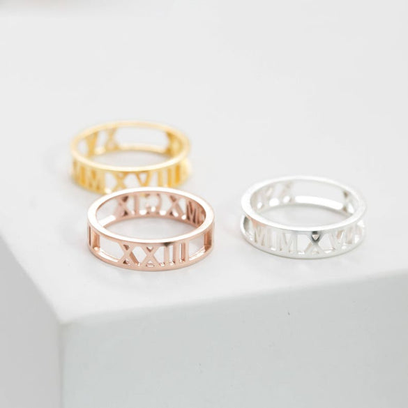 Custom Roman Numerals Ring • Wedding Gift • Anniversary Gift • Date Ring • Personalize Numeral Jewelry • Stackable Engagement Ring • RM03F30