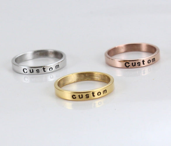 Stainless Steel Ring, Custom Engraving, Personalized Band Gold/ Rose/ Silver, Ring for Men, Women, Teen Girls, Couple's Ring