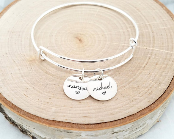 Personalized Sterling Silver Name Bangle, Silver Name Bracelet, Personalized Name Bracelet, Personalized Bracelet, Custom Engraved Bracelet