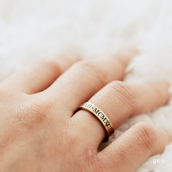 Geopersonalized Custom Engraved Ring Christmas Stackable Personalized Stacking Ring for Women Initial Ring Holiday Gifts for Her Stack It Up