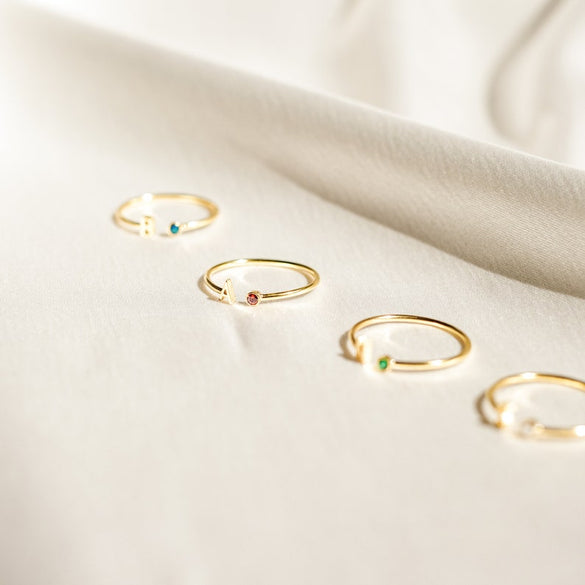 Initial Birthstone Ring • Letter Ring by Caitlyn Minimalist • Mothers Ring • Birthday Gifts • Personalized Christmas Gifts • RM74F39